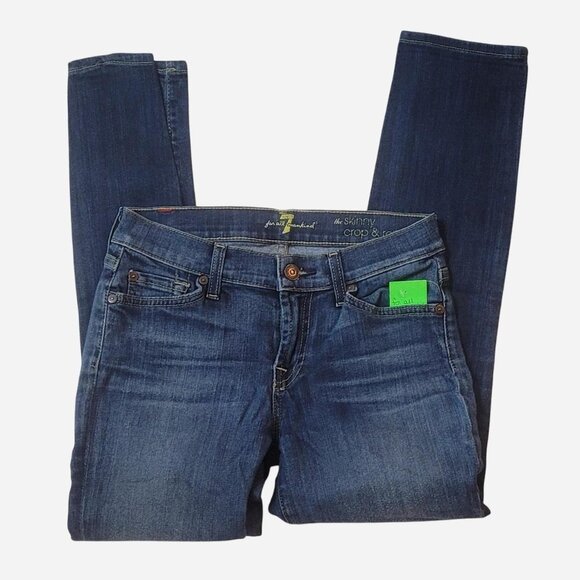 7 For All Mankind Blue Skinny Jeans | Size 26 | Pocket Design | Y2K - Picture 1 of 5